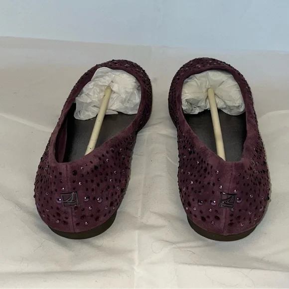 Gently used…Sperry Top Sider EMMA 9M Purple Suede Ballet Flats Shoes SPARKLY! - Picture 3 of 6